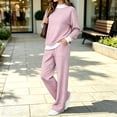 thumbnail image 2 of Dzrciro Striped Two Piece Sets for Women, Plus Size Striped Long Sleeve Crew Neck Pullover Tops and Elastic Waist Wide Leg Pants with Patch Pockets, Casual Loose Sweatsuits S‑2XL, 2 of 6