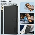 thumbnail image 6 of Detachable Wallet Case for Samsung Galaxy S24, Card Slots Holder Premium PU Leather Magnetic Kickstand Shockproof Wrist Strap Removable Flip Protective Cover for Samsung Galaxy S24, Black, 6 of 12
