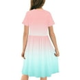 thumbnail image 6 of Odeerbi Kids Girls Summer A-Line Dress Cute Gradient Swing Dress Kids Kids Short Sleeve Stretchy Dress Kids Girls Clothes, 6 of 7