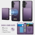 thumbnail image 3 of Case For Samsung Galaxy A26 RFID Blocking Compatible With MagSafe Detachable 2 In 1 Wallet With Card Holder,PU Leather Case,  Holder Kickstand Magnetic Protective Women Men Cover,Purple, 3 of 9