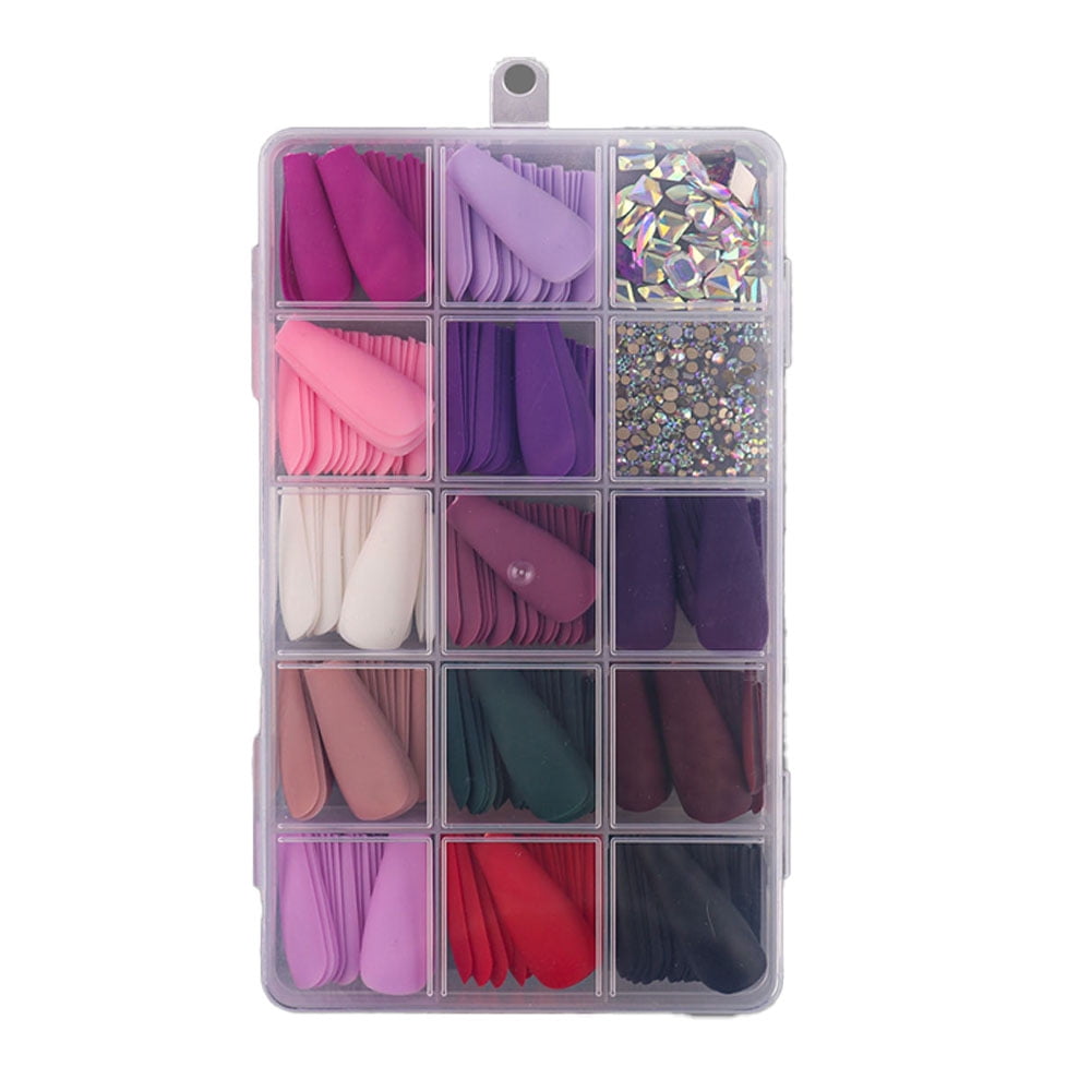 Length Press on Nails, Reusable Full Cover False Nails Kits, Artificial Fake Nails Design for