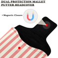 thumbnail image 3 of Haosy Pale Red and Off-white Striped Golf Mallet Putter Cover Strong Magnetic Leather Golf Club Headcover Closure, 3 of 7