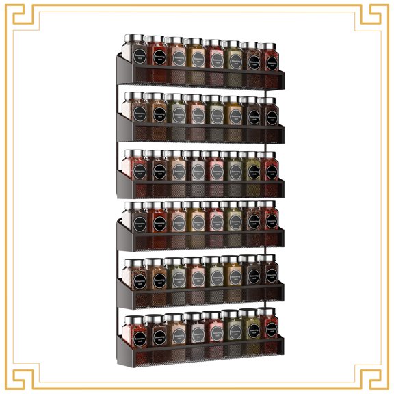 Auledio 2 Pack 3 Tier Metal Spice Rack Organizer Wall-Mount Spice Storage Organizer for Kitchen in Bronze