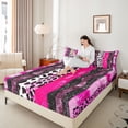 thumbnail image 4 of Castle Fairy Teens Abstract Animal Print Queen Sheet Sets,Stripes Bed Set, 4 of 7