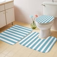 thumbnail image 2 of Aqua Striped Bath Mat 3 Piece Bathroom Rug Set, Modern Farmhouse Blue White Stripes Non Slip Bath Rug Contour Mat and Toilet Lid Cover, Absorbent Shower Mats Soft Bath Rugs and Mats Sets, 2 of 8