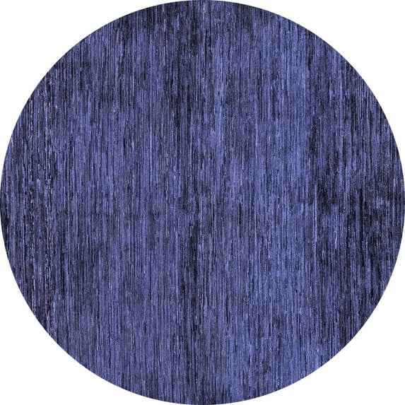Ahgly Company Machine Washable Indoor Round Abstract Blue Modern Area Rugs, 6' Round