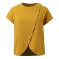 thumbnail image 5 of Gaexia Women Solid Round Neck Buttoned Slit Blouse Sleeveless T Shirt Casual Top (Yellow,L), 5 of 6
