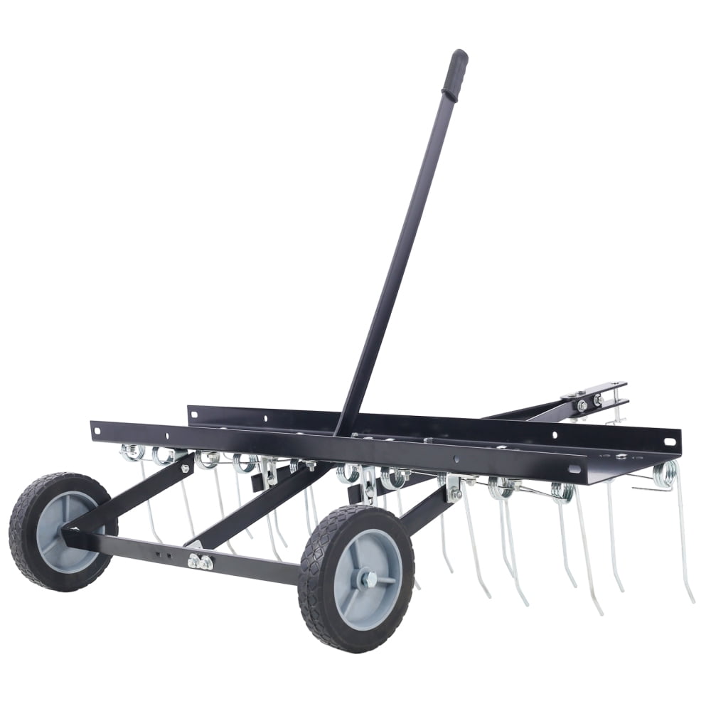 40inch Tow Behind Dethatcher with 20 Heat-Treated Steel Tines, Lawn Sweeper Garden Grass Tractor Rake Removes Thatch from Large Lawns, Riding Lawn Mower Attachments for Outdoor Yard Tools Lawn Care