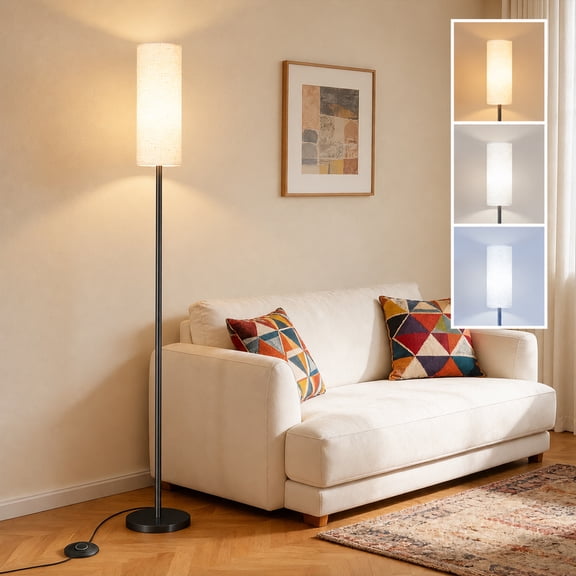 GUPUP Modern Floor Lamps for Living Room, 3 Color Temperature 60" Tall Standing Lamp, 9W LED Bulb Included