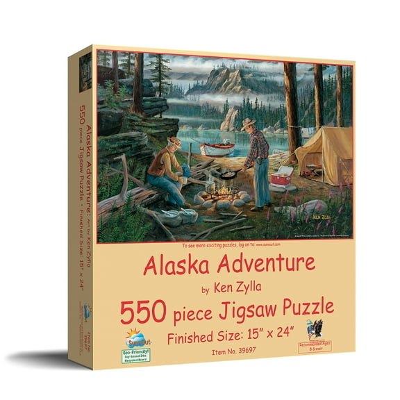 SUNSOUT INC - Alaska Adventure - 550 pc Jigsaw Puzzle by Artist: Ken Zylla - Finished Size 15" x 24" - MPN# 39697
