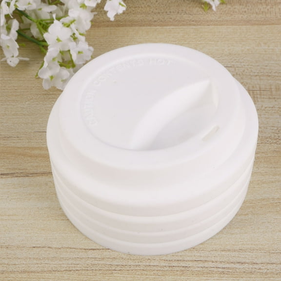 Worgeous 4Pcs Coffee Mug Lid White Silicone 9.5X9.5X0.8In With Drinking Hole And Air Intake