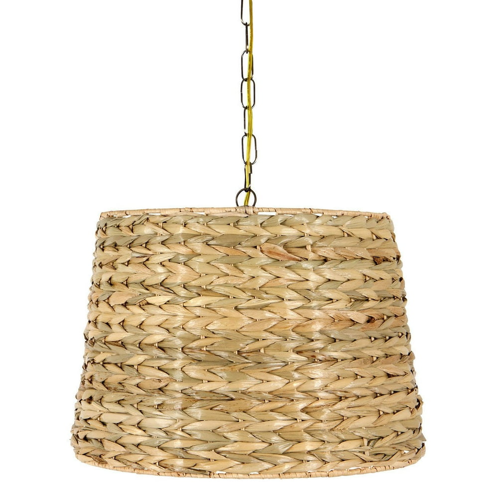 UpgradeLights Woven Seagrass 16 Inch Drum Portable Swag Lamp Shade