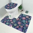 thumbnail image 2 of Pioneer Flower Floral Print Pattern Bathroom Rugs Sets 3 Piece,Toilet Cover Set,Absorbent Non Slip Bathroom Mats Sets with U-Shaped Contour Rug Toilet Rug Set, 2 of 5