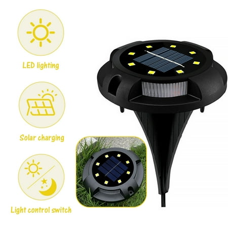 

OUSITAI Solar Floor Light Outdoor LED Disc Light Solar Waterproof Floor Light Suitable for Garden Deck Courtyard Driveway Garden Decoration 8 LED Warm White + Side Light Blue