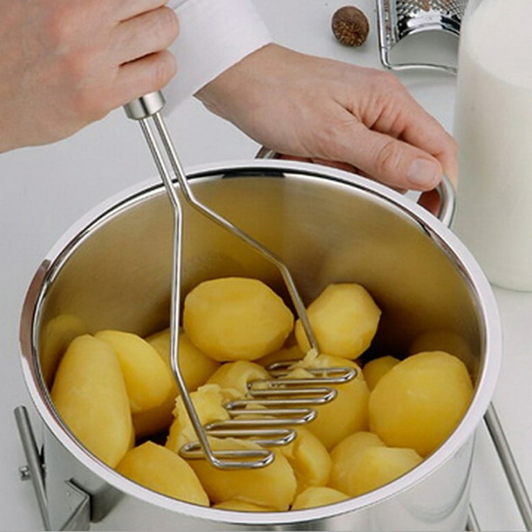 LifHap Potato Masher,Stainless Steel Mashed Potatoes Masher with Long Handle for Beans,Avocado,Fruit,Vegetables.One Piece Construction Heavy Duty