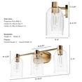thumbnail image 3 of Hunter - Lochemeade 3-light Alturas Gold, Medium Size Vanity Light, Dimmable, Transitional Style, for Bedrooms, Dining, Living Rooms - 45229, 3 of 6