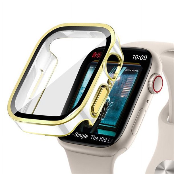 Cristal y funda para Apple Watch 7, 8, 45mm, 41mm, 49mm, 44mm, 40mm, borde recto, Protector de pantalla, funda para iWatch 4, 5, SE, 6, 7, 8, Ultra 49mm