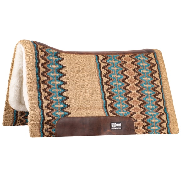 Cashel Performance Felt Pad - 3/4" Pressed Wool with Merino Fleece 34" x 38" Tan-Blue