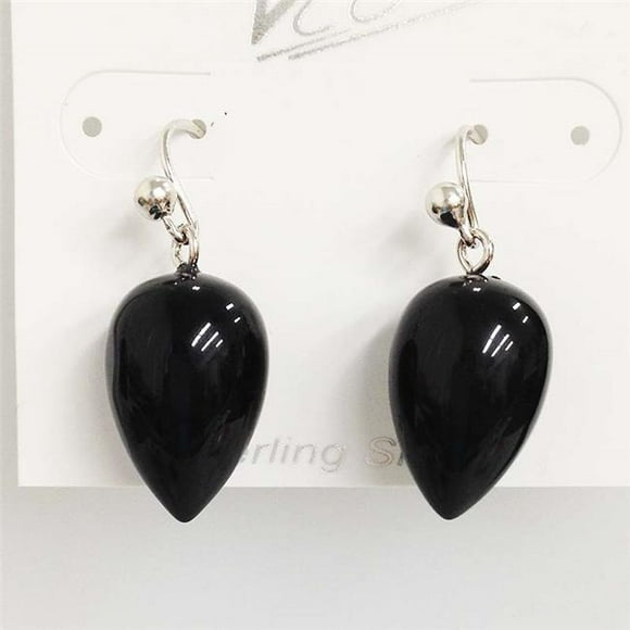 Vera & Co.- Inc. 2S-6316N Sterling Silver Pear Shape Onxy Gold Plating Earring