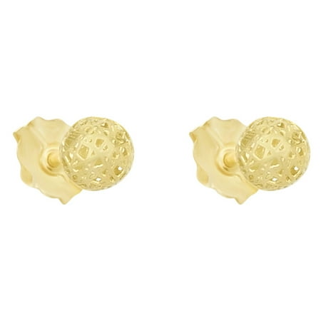 American Designs 10kt Solid Yellow Gold Round Petite Ball Stud 3 Dimensional 4 mm (3D) Earrings