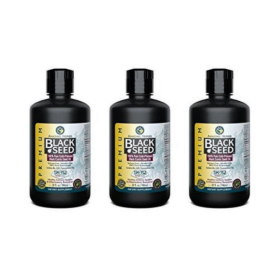 Amazing Herbs Black Seed Cold-Pressed Oil - 32oz (3 Pack)