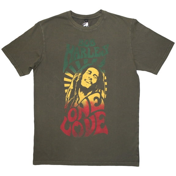 Bob Marley Unisex Stone Wash T-Shirt: One Love Gradient Stone Wash (Small)