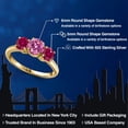 thumbnail image 2 of Gem Stone King 18K Yellow Gold Plated Silver Pink Moissanite and Red Created Ruby Engagement Ring for Women | 2.00 Cttw | Round 6MM | Gemstone Birthstone | Size 5, 2 of 6