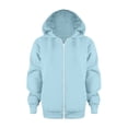 thumbnail image 2 of FINALGANG Girls V Neck Full Zip Up Hooded Jacket With Dual Side Pockets Spring Regular Fit Solid Loose Casual Outerwear Top For Teenagers Soft Top Sky Blue 11-12 Years, 2 of 6