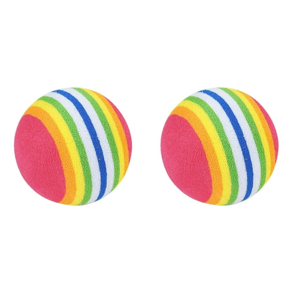 Small Rainbow Cat Balls, Soft EVA Foam Fetch Toy for Kittens 2 Packs, Quiet Interactive Rolling Ball for Indoor Play, Lightweight Pet Gift 1.4 Inch