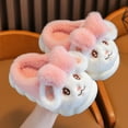thumbnail image 4 of Tfken Winter Slippers For Girls Boys Fleece Home Closed Toe Flatform Slip-On Rabbit Print Pink Slippers Size 2-2.5 Years, 4 of 9