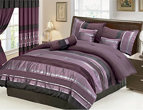 purple and silver duvet set