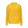 thumbnail image 2 of Womens High Neck Sweaters Solid Color Comfy Knitted Turtleneck Pullover Loose Long Sleeve Casual Winter Tops (XL, Yellow), 2 of 7