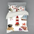 thumbnail image 2 of Ambesonne Nautical Bedding Set 3 Pcs, Lighthouse Seagull, Twin, Multicolor, 2 of 3