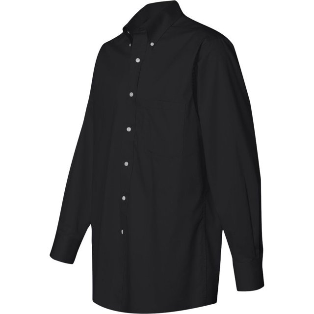 Van Heusen - camisa de sarga de manga larga, negro l Van Heusen Camisa de vestir