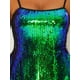 thumbnail image 5 of Disfraz de Halloween Vestido de lentejuelas brillantes con tirantes finos ajustables para mujer Verde XS, 5 of 5