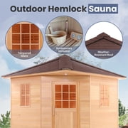 ALEKO Canadian Hemlock Wet Dry Outdoor 8 Person Sauna with Roof, 8 kW ETL Certified Heater
