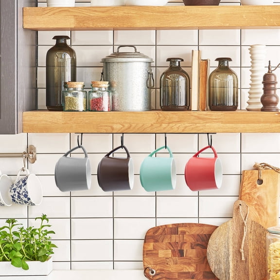 PTOOTP 3-Pack Black Mug Hooks Under Cabinet Coffee Cup Holder Organizer Drying Rack Kitchen Storage