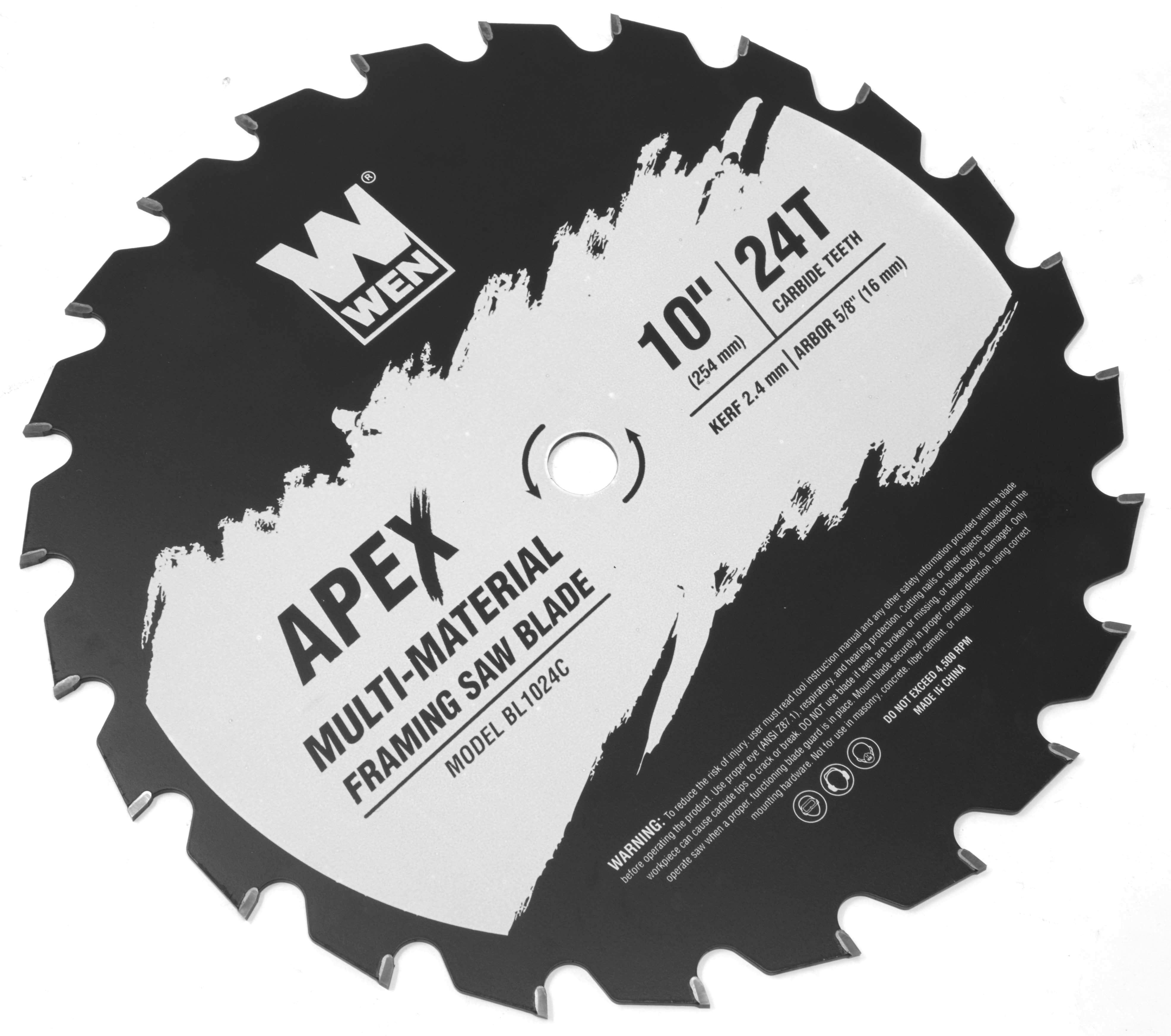 WEN Apex 10-Inch 24-Tooth Carbide-Tipped Multi-Material Industrial-Grade Framing Saw Blade with Cool-Cut Coating