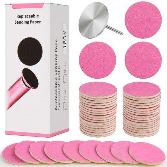 Difenni Discos de papel de lija con broca de metal para uñas Disco de lijado para pedicura 100 discos de papel de lija de 25 mm Discos de papel de lija para lima de pies #180 Granos para manicura pedi