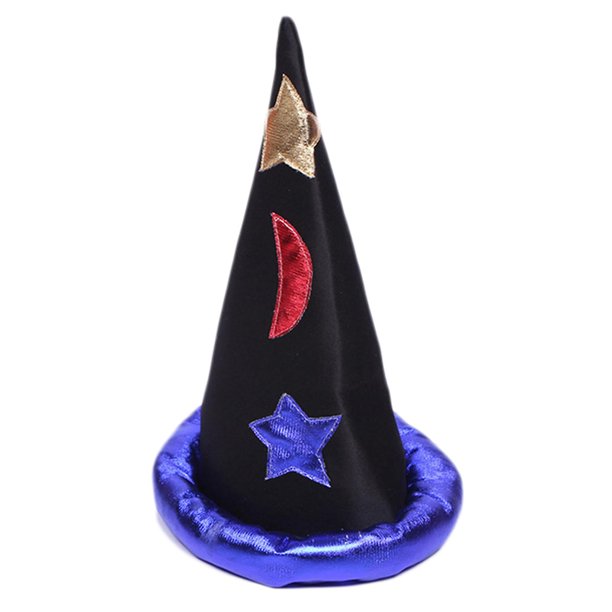 Delicado sombrero de Halloween con sombrero de bruja de estrella y luna, sombrero de mago para actividades al aire libre