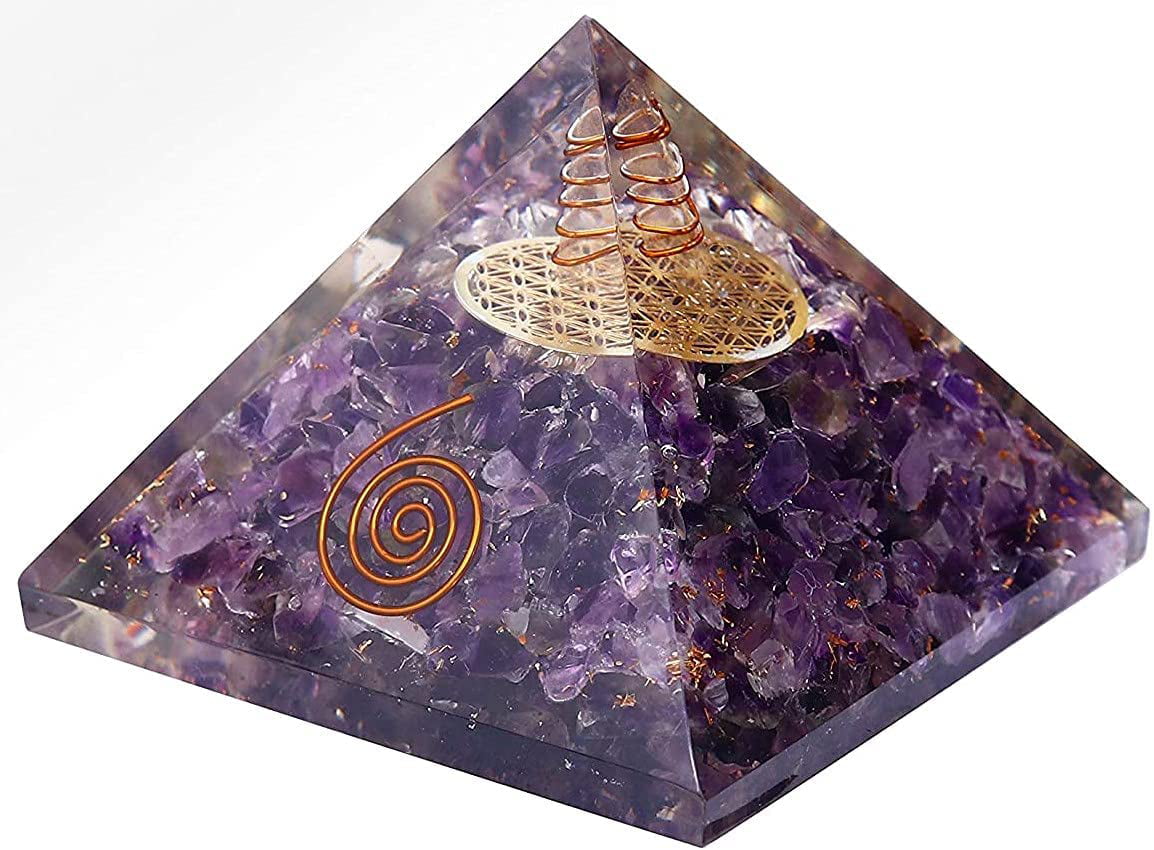 Malachite Orgone Rose Quartz Crystal Amethyst Pyramid Reiki Chakra Stone Energy