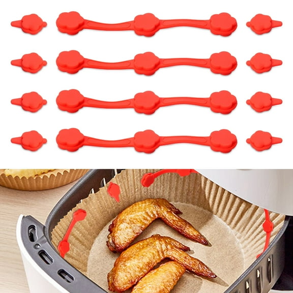 12Pcs Air Fryer Magnet Silicone Buckle Set Heat Resistant Universal Air Fryer Silicone Strip for Fixing Parchment Paper Liners