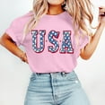 thumbnail image 4 of Lovskoo Women's Summer Tops Trendy Independence Day Printed Short Sleeved Round Neck Plain Basic Tee T-Shirt Top Pink, 4 of 7