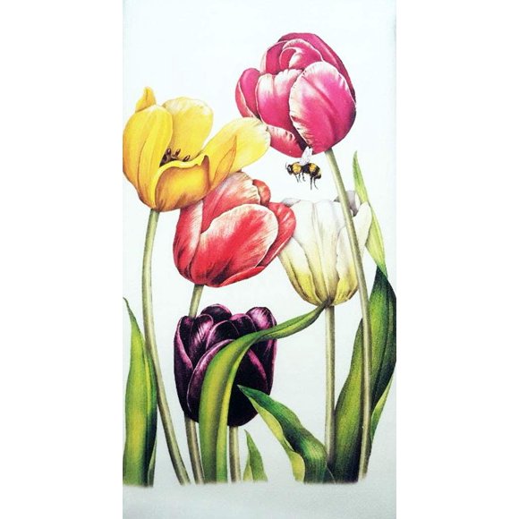 Mary Lake Thompson Sac de Farine en Coton 100 % Tulipes Arc-en-Ciel de Printemps Pâques Torchon 30 Pouces x 30 Pouces