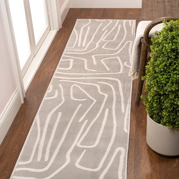 JONATHAN Y SANDSTONE 2 x 8 Runner Rug, Alcina Scandinavian Graphic Lines - Beige/Cream, SND102A-28