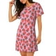 thumbnail image 2 of Balery Strawberry Camisón de manga corta con cuello redondo para mujer, cómodo y elegante., 2 of 6