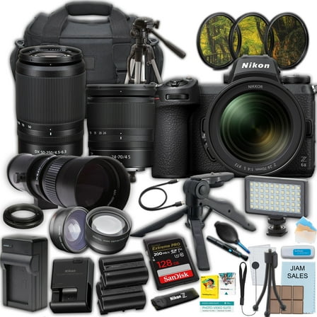 Nikon Z6 II Mirrorless Camera with Nikon NIKKOR Z 24-70mm f/4 S Lens   420-800mm Super & NIKKOR Z DX 50-250mm f/4.5-6.3 VR Lens Telephoto Lens   SanDisk Extreme Pro 128GB Memory Card   More