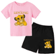thumbnail image 3 of Conjunto de 2 piezas de camiseta y pantalones cortos con estampado de El Rey León Simba para niños y adolescentes, ropa informal de manga corta, traje de moda, 3 of 5