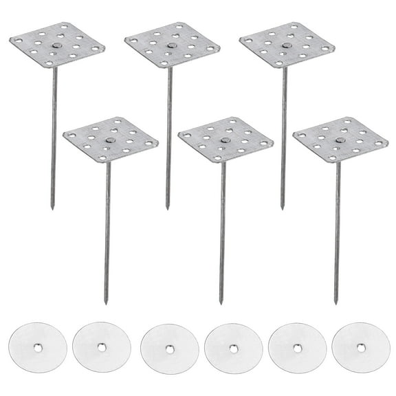 4 Inch Perforated Insulation Pins with Round Washers, 40 Pack Aluminum Insulating Nails for Fixing Foam Boards