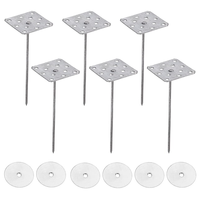 Clavos de aislamiento perforados de 4 pulgadas con arandelas redondas, paquete de 40 clavos de aluminio para fijar paneles de espuma